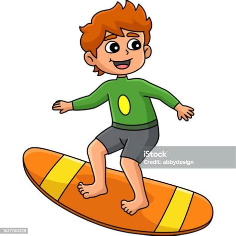 Ilustración De Boy Surfing Cartoon Colored Clipart Illustration Y Más