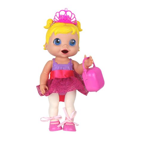 Boneca Bebê Babys Collection Bailarina Mala Coroa Alive Super Toys