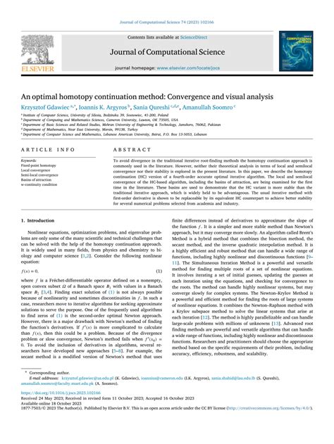 PDF An Optimal Homotopy Continuation Method Convergence And Visual