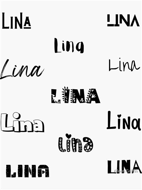 Lina Stickers In 10 Different Fonts Sticker For Sale By Magleen