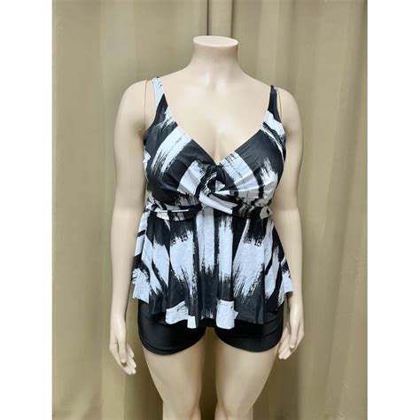 Plus Size Two Piece Swimsuit 3XL Short Bottom Bikini Set Shopee Philippines