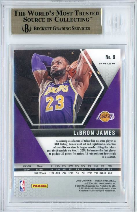 Graded Panini Mosaic Lebron James Pink Camo Basketball Card Bgs