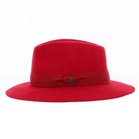 Chapeau Made In France Traveller Max Feutre Laine Rouge Traclet