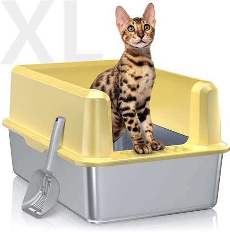 Stainless Steel Litter Box With High Side Xxl Extra Large Cat Litter