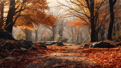 Premium Vector | An image of an autumn forest with leaves on the ground