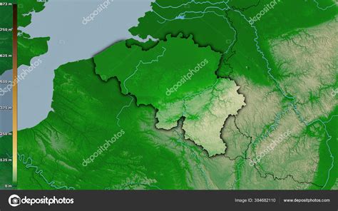 Physical Map Belgium Area Stereographic Projection Legend Raw ...