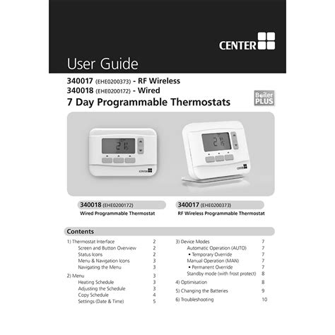 Center Cb Rf Wireless 7 Day Program Thermostat 340017 Manual