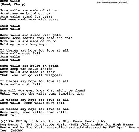 Peter Paul And Mary Song Some Walls Lyrics