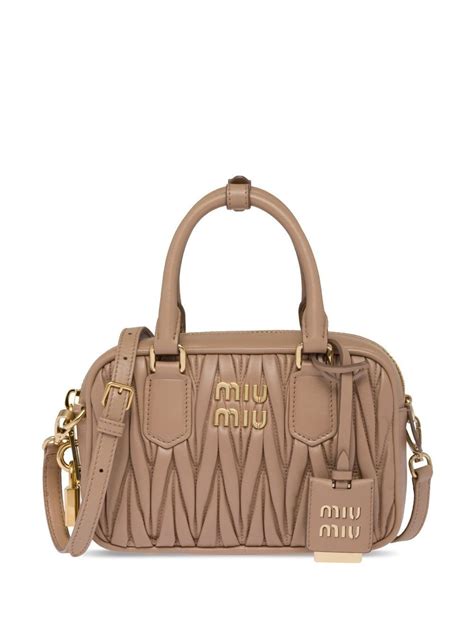 Miu Miu Matelass Nappa Leather Mini Bag In Neutrals Modesens