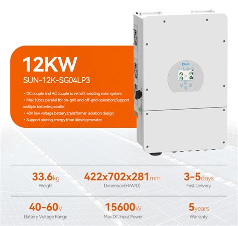 Deye Hybrid Inverters Three Phase 8kw 10kw 12kw Sg04lp3 Eu Hybrid Solar