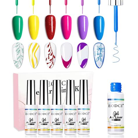 Amazon Eodci Nail Art Liner Set Pcs Neon Green Blue Hot Pink