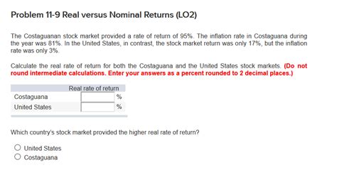 Solved Problem 11-9 Real versus Nominal Returns (LO2) The | Chegg.com