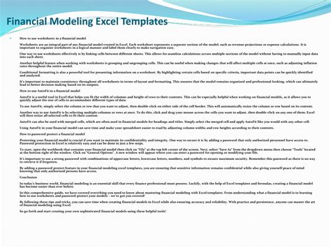 PPT - Financial Modeling Excel Templates PowerPoint Presentation, free ...