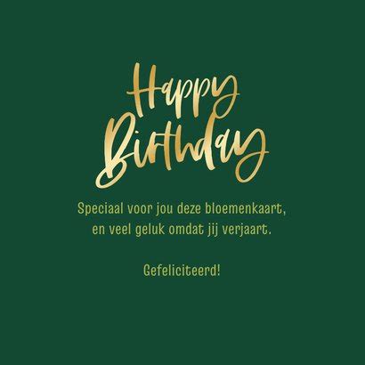 Verjaardagskaart Happy Birthday Vrolijk Bloemen Kaartje Go