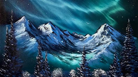 Bob Ross Signed Original Northern Lights Painting, 46% OFF