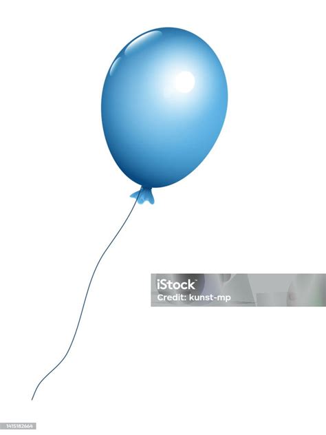 Balon Helium Biru Terbang Ilustrasi Vektor Diisolasi Dengan Latar