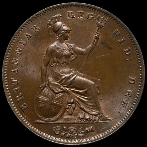 1854 Queen Victoria Young Head Copper Penny Aunc