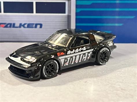 Hot Wheels Mazda Rx Police Black With Watanabe Wheel Swap Etsy