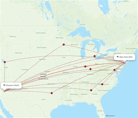 All Flight Routes From Phoenix To New York Phx To Jfk Flight Routes