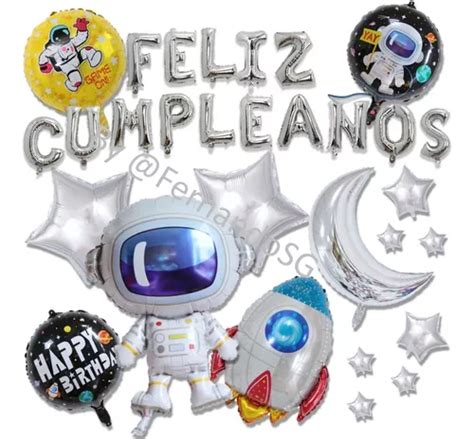 Globos Met Licos Piezas Fiesta Espacial Astronauta Meses Sin