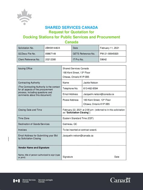 Fillable Online Request For Quotation For Docking Stations For Public Fax Email Print