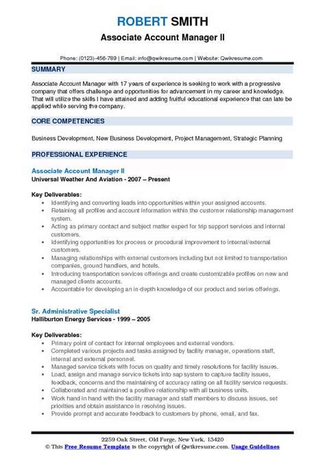 Associate Account Manager Resume Samples Qwikresume