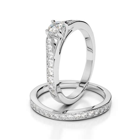 Gold Platinum Round Cut Diamond Bridal Set Ring Agdr 2011