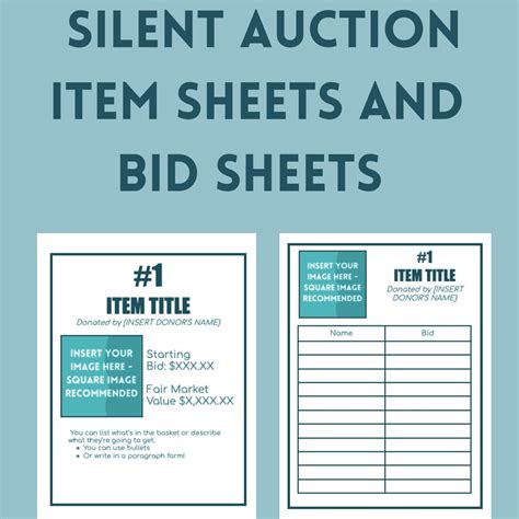 Silent Auction Bid Sheet Silent Auction Item Sheet Editable And