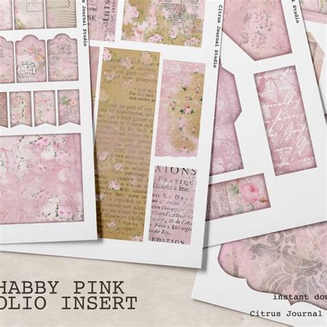 Shabby Pink Junk Journal Kit Trifold Folio Journal Insert Etsy