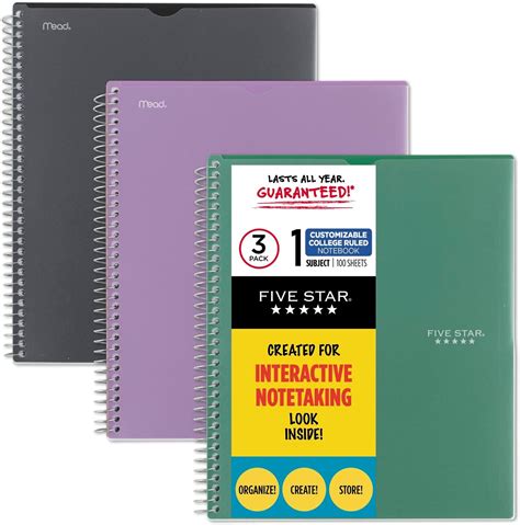 Amazon Five Star Spiral Notebooks 1 Subject College Ruled Paper