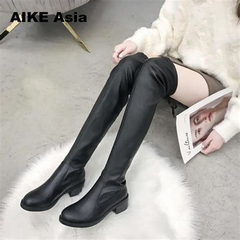 Узкие сапоги; пикантные женские зимние сапоги выше колена из ...