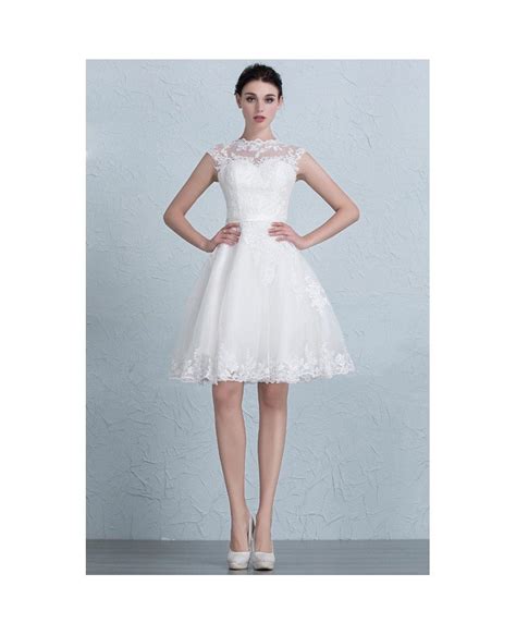 Lace A Line Short Wedding Dresses Reception Tulle Style With Appliques