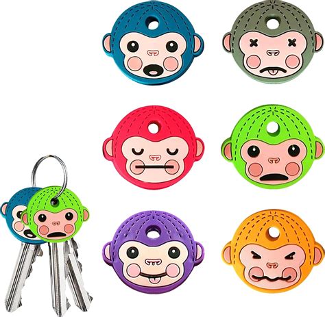 6PCS Key Caps Covers Cartoon Soft Glue Monkey Key PVC Flexible Key Cute