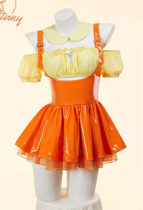 Women Squid Game Derivative Sexy Lingerie Suit Off Shoulder Crop Top And Skirt With Collar