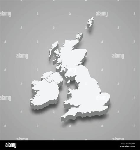 3d Isometric Map Of British Isles Region Isolated With Shadow Vector Illustration Stock Vector