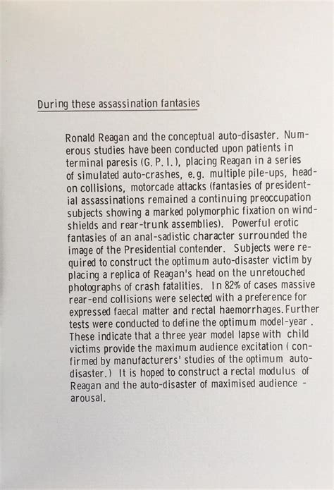 Why I Want To Fuck Ronald Reagan De Ballard J G Near Fine Soft Cover 1968 1st Edition
