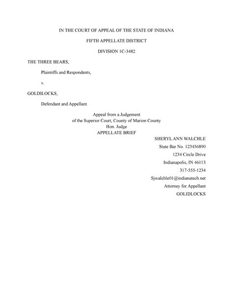 Appellate Brief In The Court Of Appeal Of The State Of Indiana Fifth