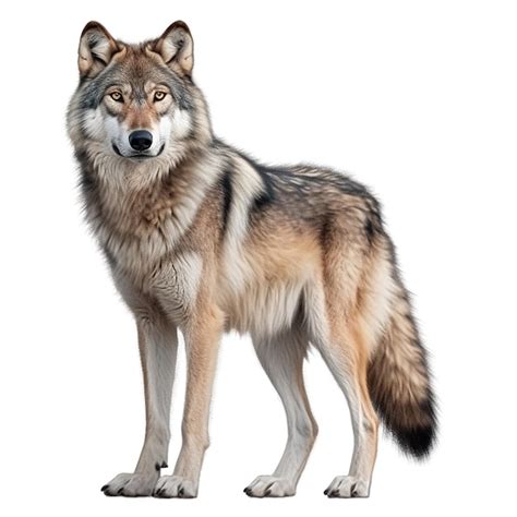 Premium Ai Image Wolf Standing White Background