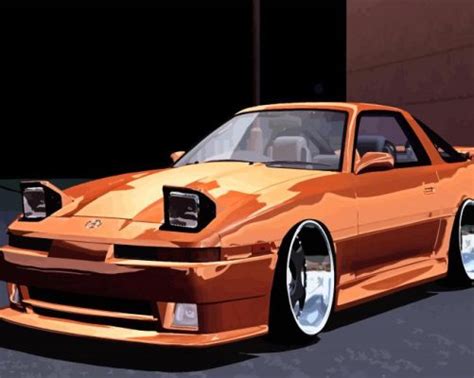 Golden Toyota Supra Mk3 Paint By Numbers - Painting By Numbers