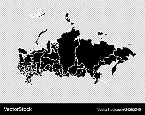 Russia map - high detailed black Royalty Free Vector Image