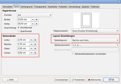 Anpassungen Der Standard Vorlage F R Ein Textdokument In Libreoffice