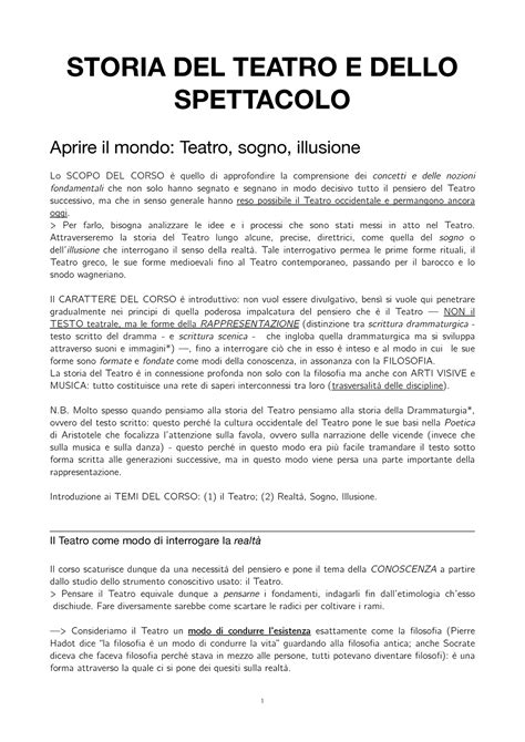 Appunti Storia Del Teatro Istituzioni Modulo Prof Pitozzi Storia