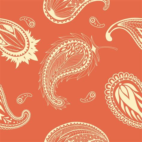 Padrão sem emenda paisley ornamental efeito de textura fundo laranja