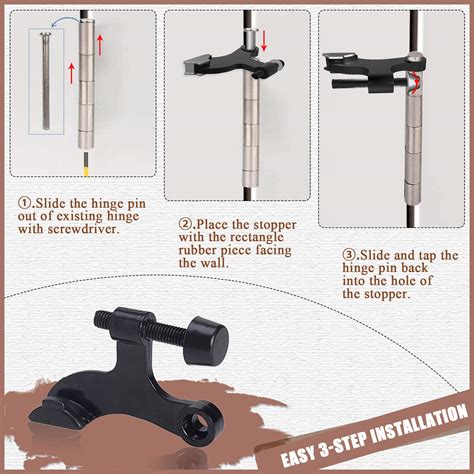 Enconker Hinge Pin Door Stopper Black 4 Pack, Adjustable Head Screw