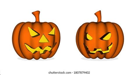 Scary Jack Olantern Pumpkin Isolated On Stock Photo 2209030979