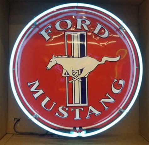 Ford Mustang Neon Sign W White Band Ford Signs Neons Etsy In