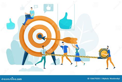 Hitting Target Leadership And Teamwork Concept Stock Vector