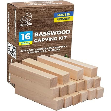 YIPLED Unfinished Basswood Carving Blocks Kit 12 Pack Rectangular