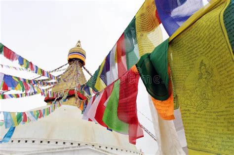 The Colorful Prayer Flags of Boudhanath Stupa in Kathmandu Editorial ...