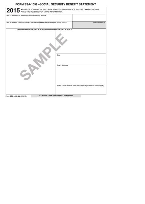 Form Ssa-1099-Sm - Social Security Benefit Statement printable pdf download